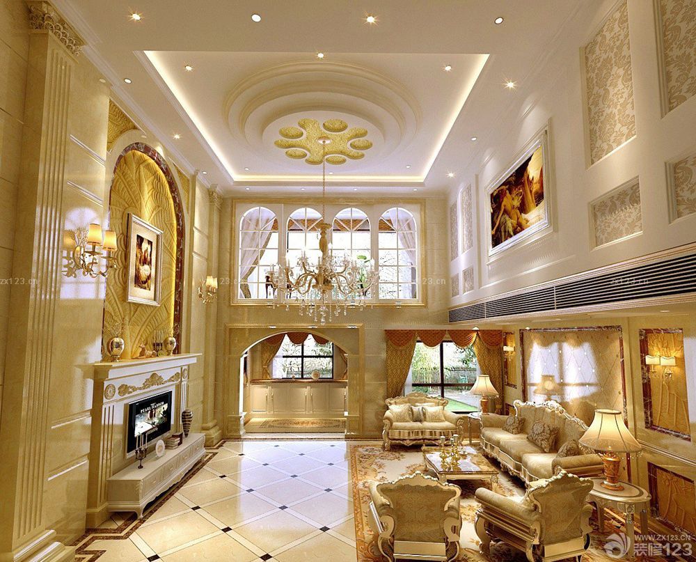 欧式家装客厅吊顶设计装修效果图