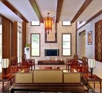 两层别墅中式风格家装客厅装修效果图片大全 