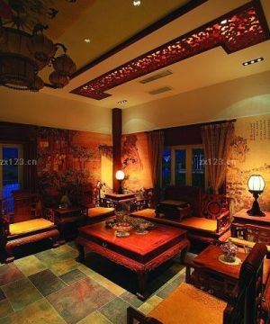 最新200平米别墅中式风格家装装修效果图片欣赏