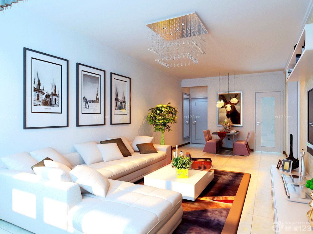 经典93平米现代简约房子客厅装修效果图片2025