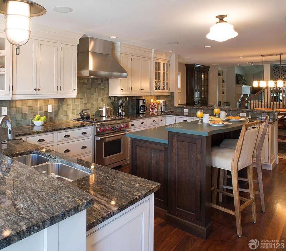 顶级别墅厨房吧台设计效果图欣赏