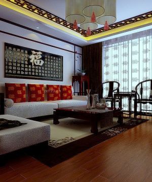 中式客厅红木家具装修图片大全2023