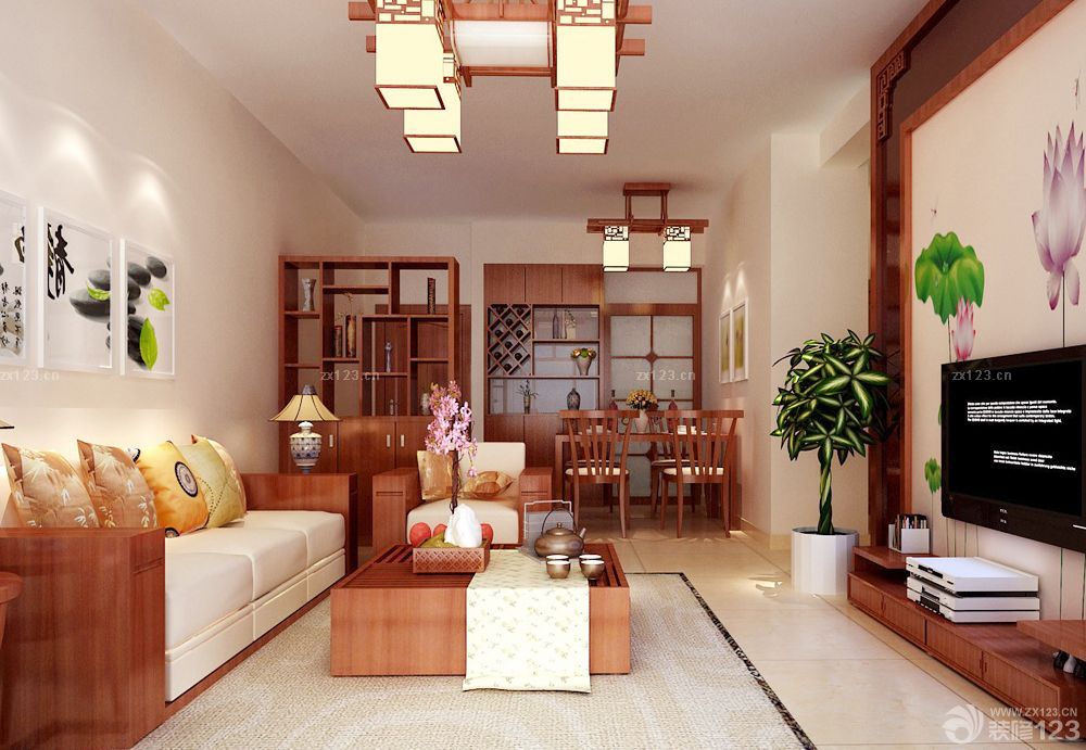 2025农村通用建房小别墅木质茶几装修图片