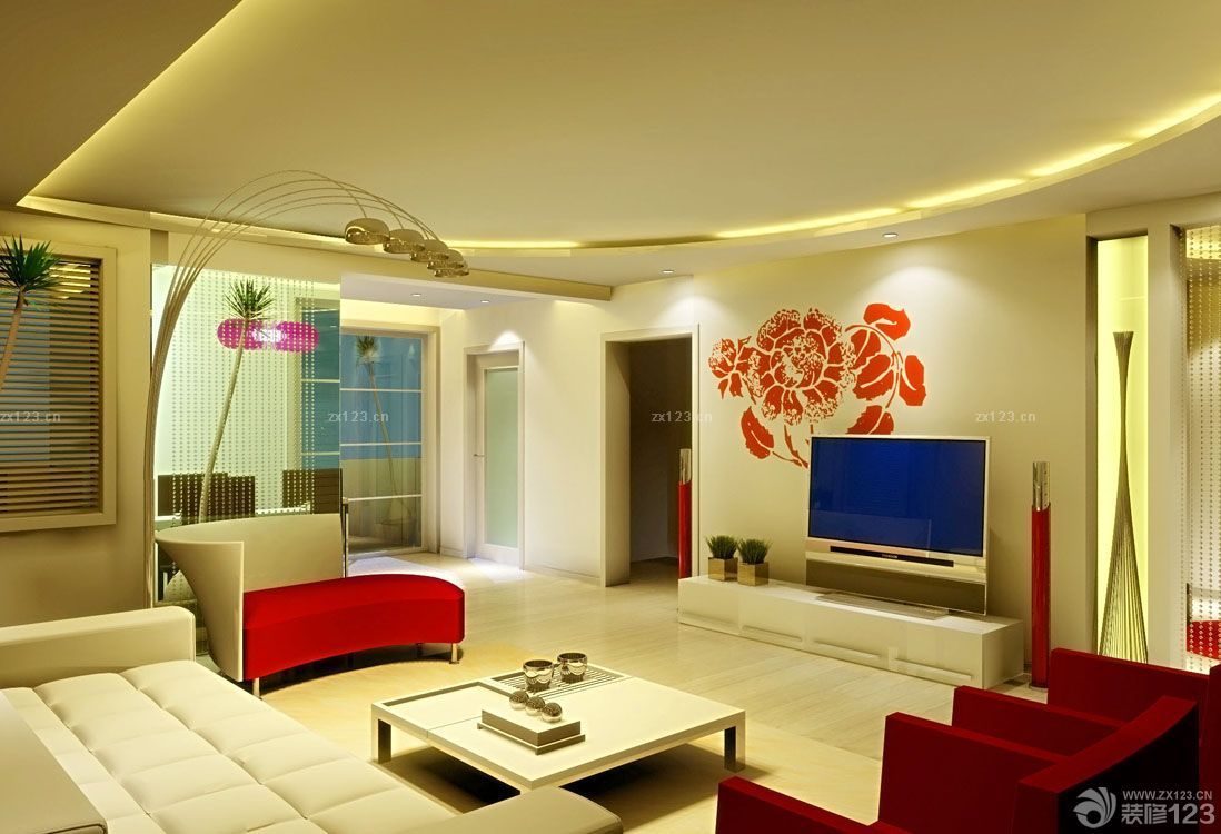 最新现代简约风格客厅简单电视背景墙装修图片大全