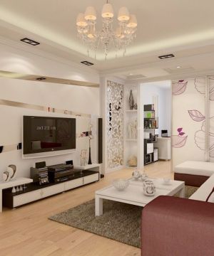 现代风格家装小客厅电视背景墙装修效果图片