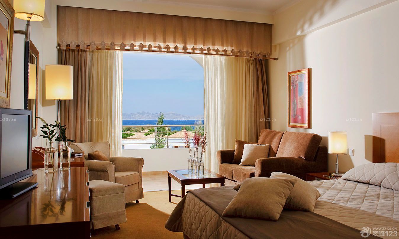 简欧风格别墅纯色窗帘装修效果图片欣赏2025