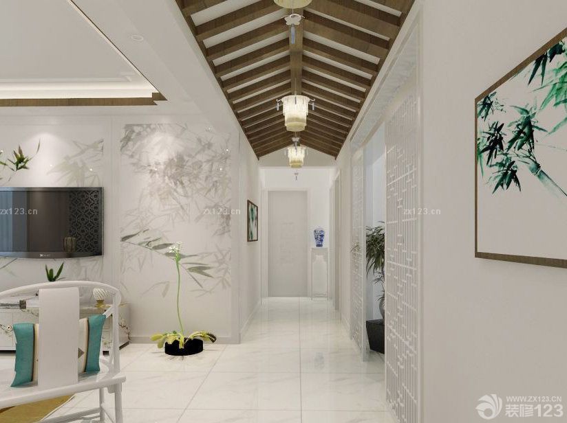 最新客厅过道木质吊顶装修效果图片大全2025