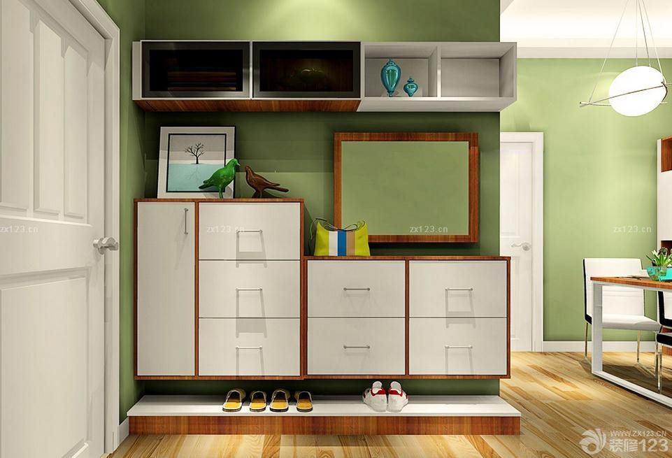进门家庭玄关鞋柜装修效果图欣赏带镜子2025