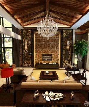 2025最新双拼别墅家装中式客厅装修图片大全