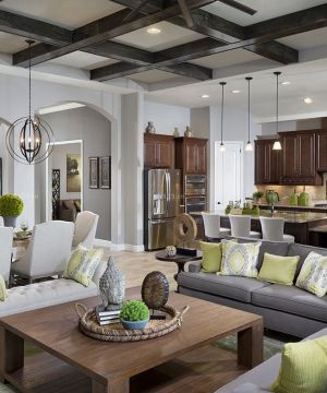 2025精致一层乡村别墅布艺沙发设计效果图