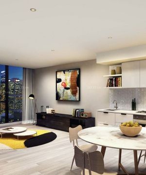 现代风格家装厨房客厅隔断设计效果图片大全2023