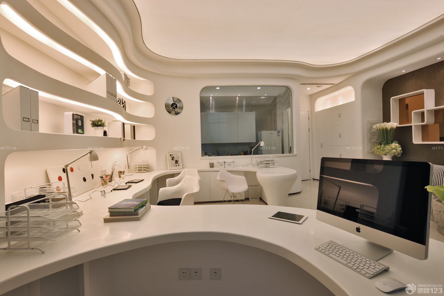 家居书房写字台设计效果图