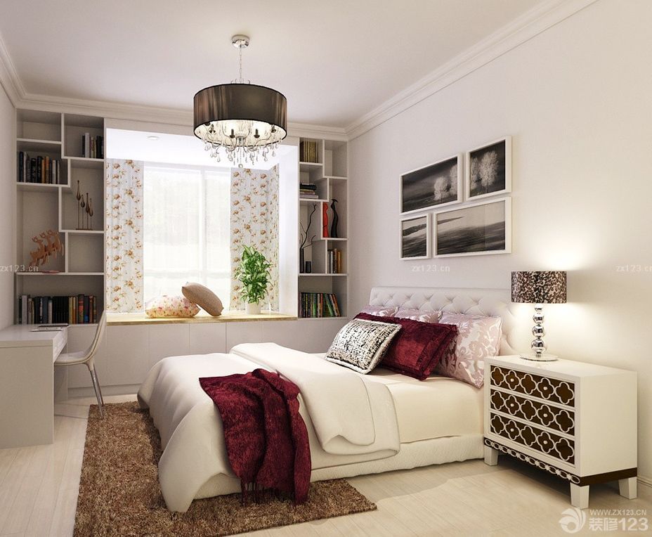 2025最新房子双人床装修设计图片大全90方三房