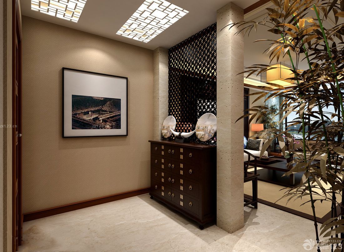 新中式鞋柜装修隔断效果图2025款