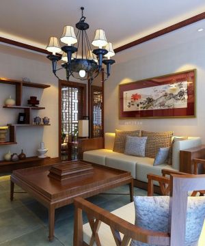 中式风格2023年房子多人沙发装修设计效果图片大全
