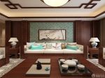 中式客厅沙发背景墙花纹壁纸装修效果图片欣赏