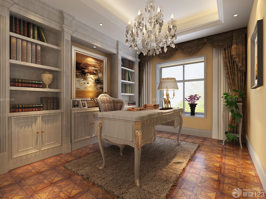 家庭整体书柜书房装修效果图片大全