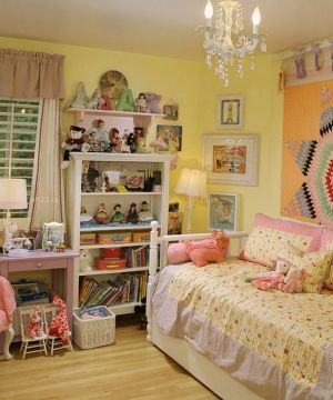 温馨小户型儿童房间黄色墙面装修实景图片大全