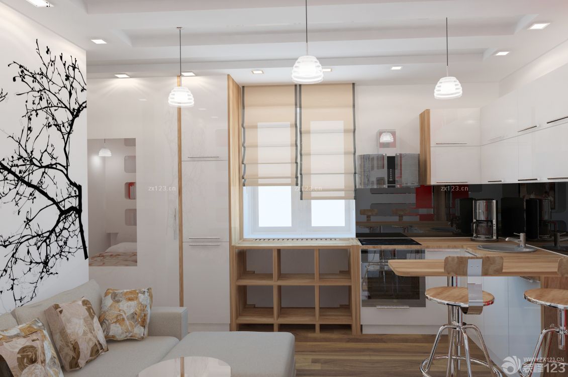 最新时尚20平米小户型开放式厨房装修实景图