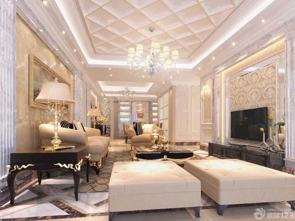 2025经典简欧客厅吊顶设计装修效果图片
