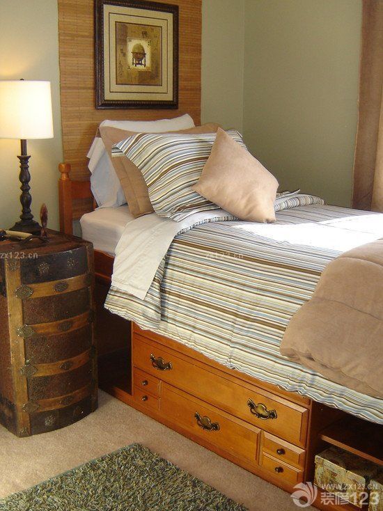 家装美式小户型卧室床装修效果图大全2023图片