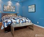 65平小户型卧室深蓝色墙面装修效果图片大全