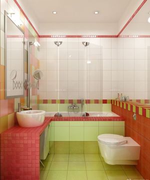 精美小户型卫生间绿色地砖装饰图片
