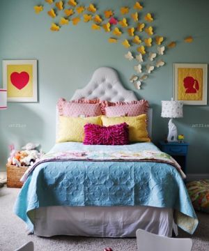 2023小户型儿童房间卧室床头背景墙设计图片