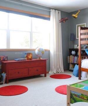 2023简约小户型儿童房间白色窗帘装修图片欣赏