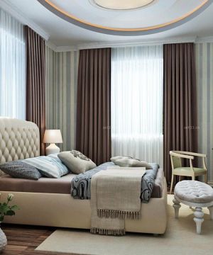 经典交换空间小户型卧室棕色窗帘装修图片欣赏