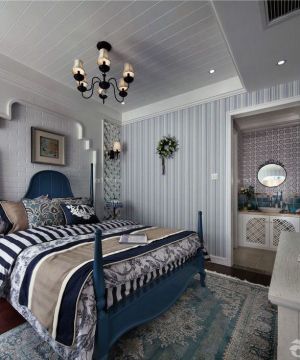 美式地中海混搭风格小户型房子卧室装修图片