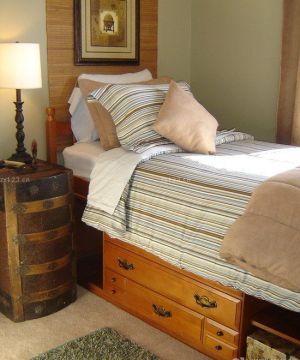 家装美式小户型卧室床装修效果图大全2023图片