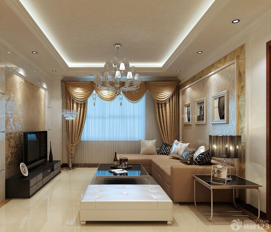 简欧式风格小户型客厅电视墙装修效果图大全2025图片