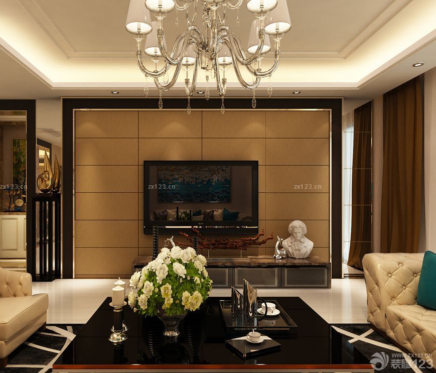 小户型简欧家装客厅电视墙装修效果图大全2025图片