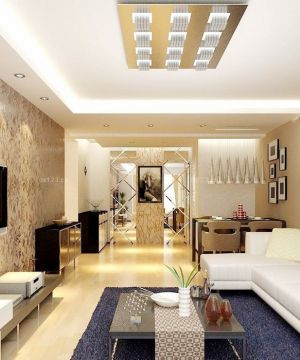 2025现代风格家装客厅有梁吊顶装修效果图片
