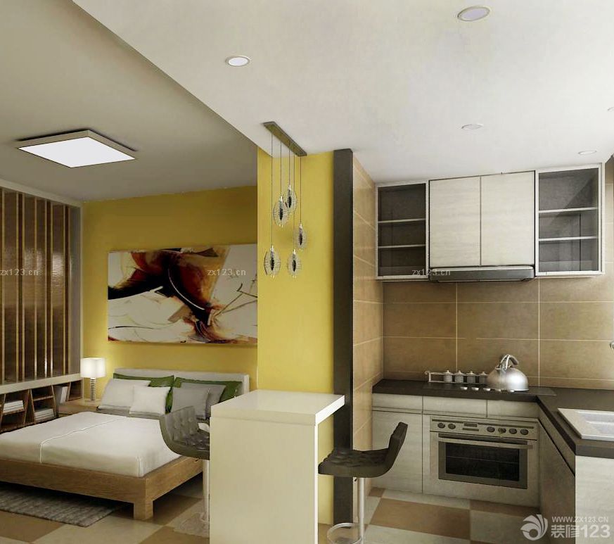 40现代小户型厨房吧台装修效果图