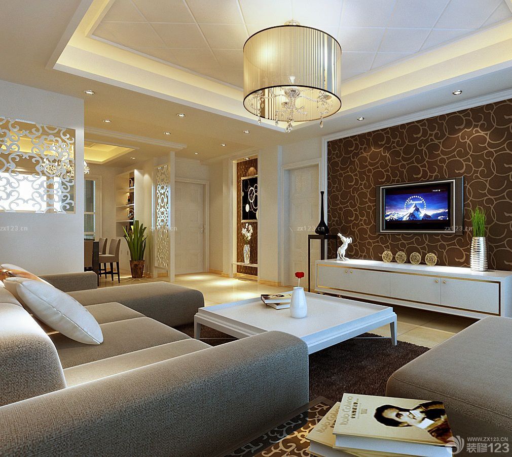 现代家居小户型电视背景墙装修效果图大全2025图片