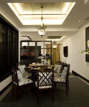 70平房子现代中式餐厅装修设计图片欣赏