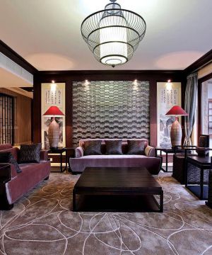 中式家庭大客厅装修样板间效果图片欣赏
