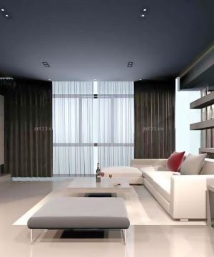 现代简约三室两厅家装客厅窗帘装修效果图