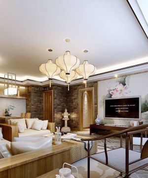 2023特色中式家装客厅电视背景墙设计装修效果图片