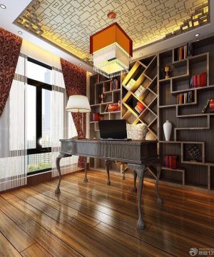 最新中式家庭房子书房装修设计图片欣赏