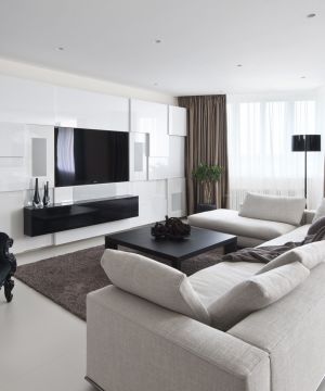 最新小户型现代简约客厅电视背景墙装修效果图大全2025图片