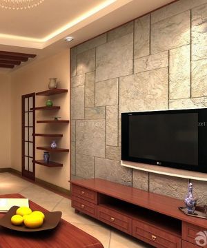 小户型客厅石材电视背景墙装修效果图大全2023图片