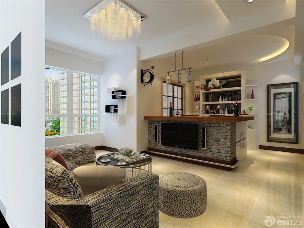 客厅电视墙吧台设计图