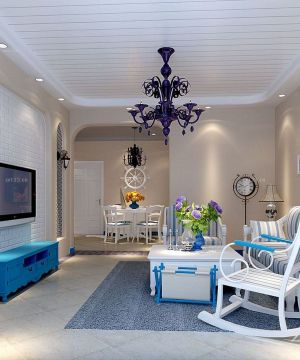 最新地中海风格小户型客厅家具摆放装修样板间