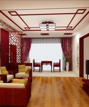 2023最新中式红木家具客厅装修样板间效果图