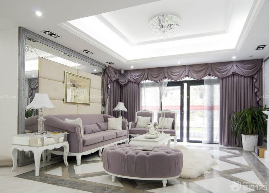 房子客厅布艺窗帘装修设计图片欣赏