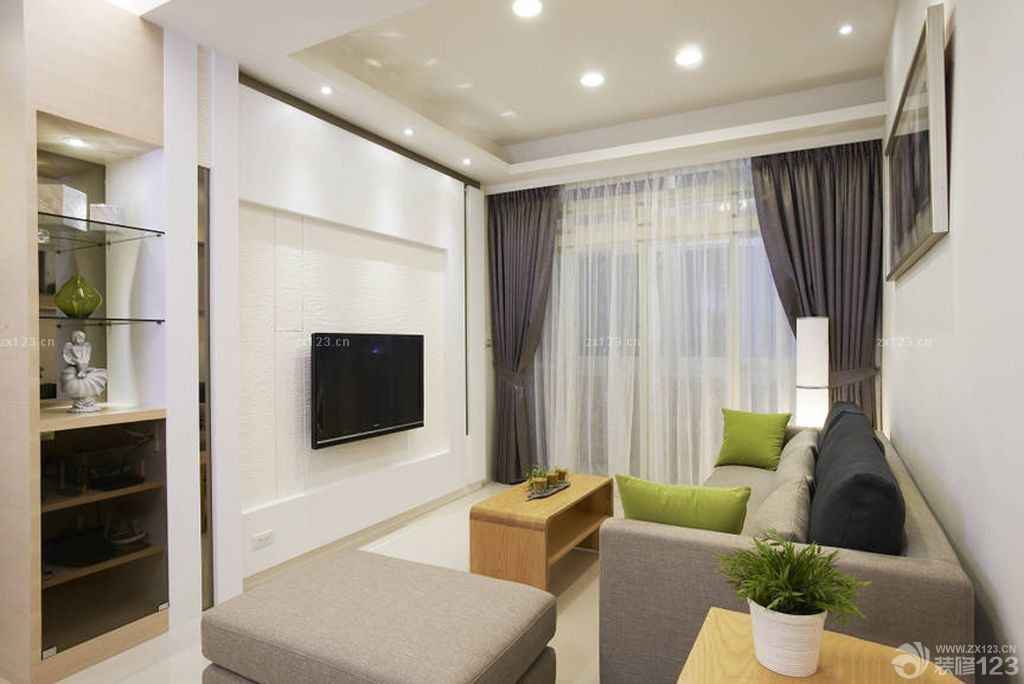 小面积客厅简约电视背景墙装修效果图欣赏