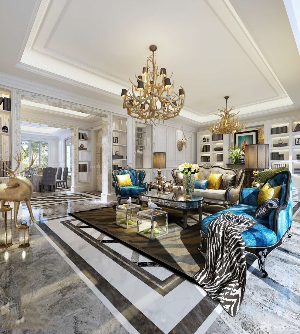 时尚欧式风格装修效果图大全2025图片客厅吊顶